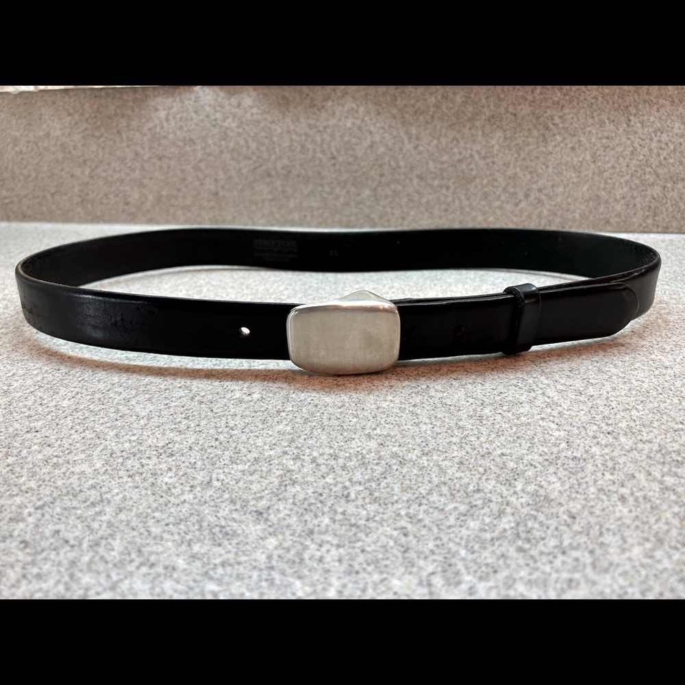 Structure Black Italian Leather Belt